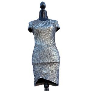 Torn By Ronny Kobo Kaitlyn Gold Metallic Textured Bodycon Mini Dress Small